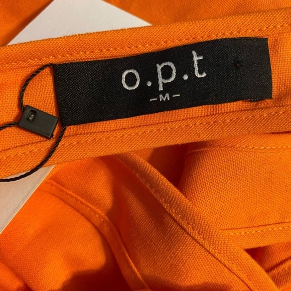 NWOT o.p.t Orange Cotton Midi Dress Open Back Size M Summer - Picture 4 of 4